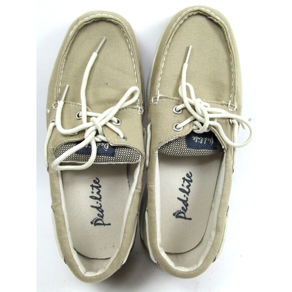 Ped Lite Canvas Boat Shoes Mens Size 8 M. Beige Excellent - Picture 6 of 7